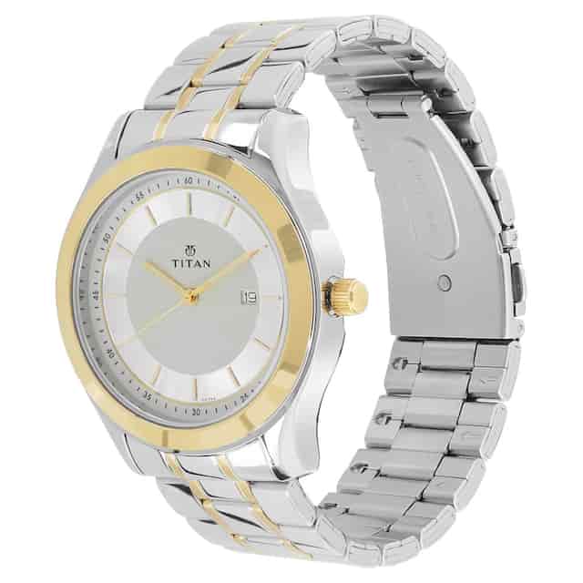 Titan Silver Dial Two Toned Stainless Steel Strap Watch 1627BM03