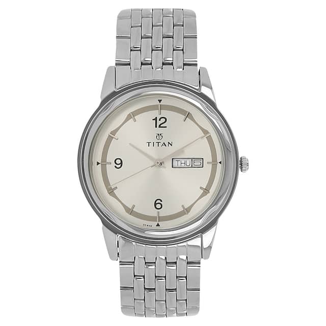 Titan Silver Dial Silver Stainless Steel Strap Watch - 1638SM01