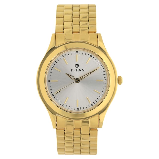 TITAN Silver Dial Yellow Stainless Steel Strap Watch 1648YM01