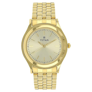 TITAN Champagne Dial Golden Stainless Steel Strap Watch NP1648YM02 - KRISHNA WATCH COMPANY