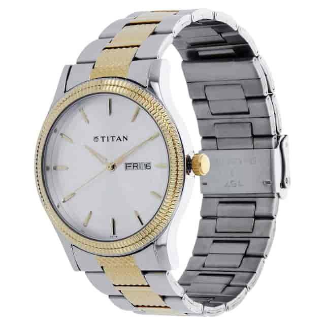 Titan Silver Dial Two Toned Stainless Steel Strap Watch - 1650BM03