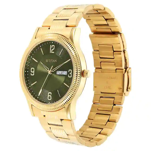 Titan Karishma Green Dial Analog Stainless Steel Strap watch for Men 1650ym08