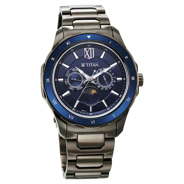 Titan Regalia Premium Blue Dial Stainless Steel Strap Watch for Men 1688KM07