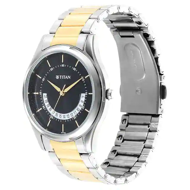 Titan Karishma Black Dial Brass Strap Watch 1713BM02