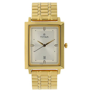TITAN Silver Dial Golden Stainless Steel Strap Watch NL1715YM01(DF988) - KRISHNA WATCH COMPANY
