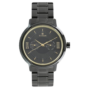 TITAN Black Dial Black Stainless Steel Strap Watch NP1743NM01 - KRISHNA WATCH COMPANY