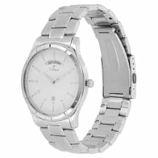 Titan Workwear Watch with White Dial & Stainless Steel Strap 1767SM01 - KRISHNA WATCH COMPANY