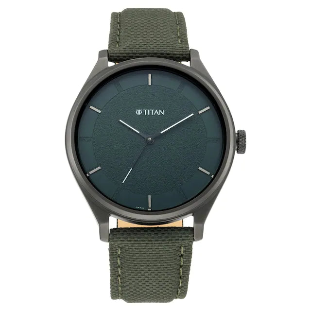 Titan Workwear Watch with Green Dial & Fabric Strap - 1802NL02