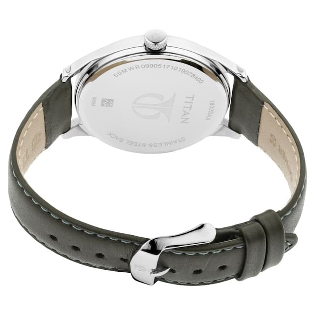 TITAN Workwear Watch with Green Dial & Leather Strap NP1802SL04