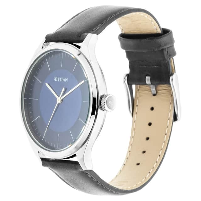 Titan Workwear Watch with Blue Dial & Leather Strap 1802SL06