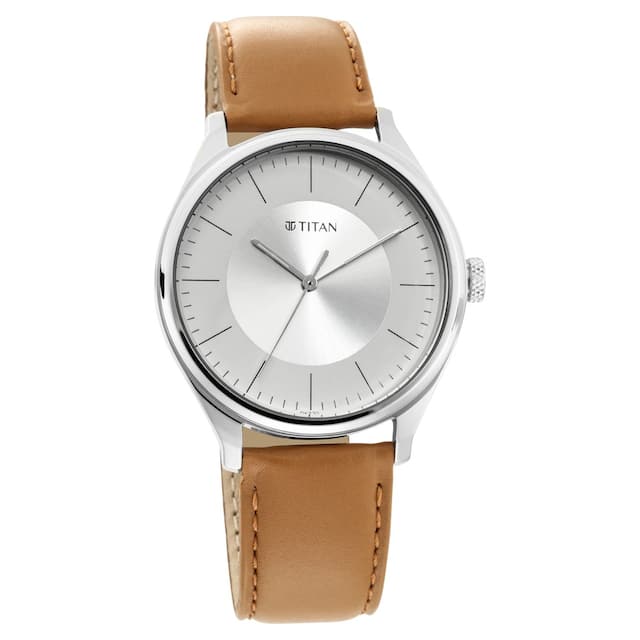 Titan Men's Urban Edge Lustrous White Dial Leather Watch - NP1802SL07 - KRISHNA WATCH COMPANY