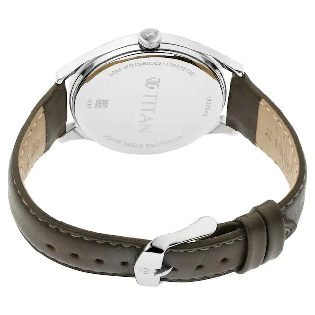 Titan Men's Urban Edge Lustrous Olive Dial Leather Watch NP1802SL08