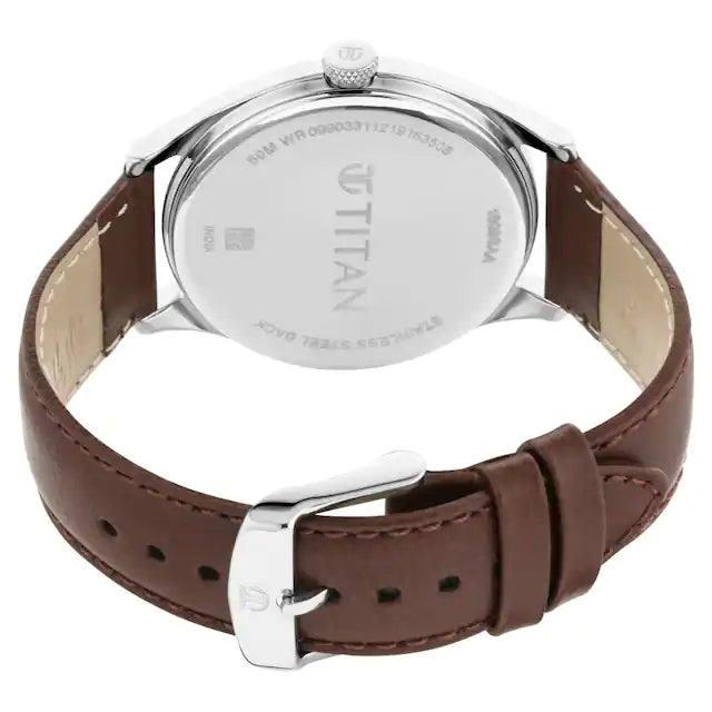 TITAN Workwear Watch with White Dial & Leather Strap NR1802SL13