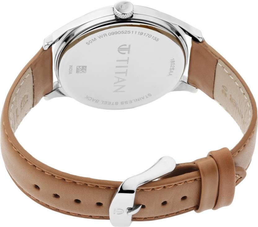 Titan Workwear Watch with Silver Dial & Leather Strap 1802SL07
