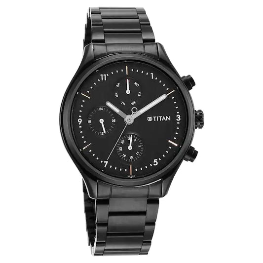 TITAN Black Dial Multifunction Watch for Men 1803NM01