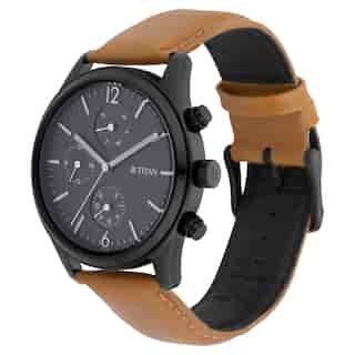Titan Workwear Watch with Black Dial & Leather Strap NP1805NL02 - KRISHNA WATCH COMPANY