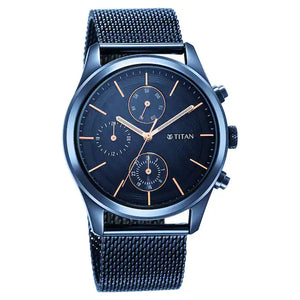 TITAN Neo Splash Blue Dial Stainless Steel Strap Watch - 1805QM02 - KRISHNA WATCH COMPANY
