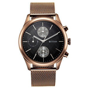 Titan Neo Splash Black Dial Stainless Steel Strap Watch - 1805QM05 - KRISHNA WATCH COMPANY