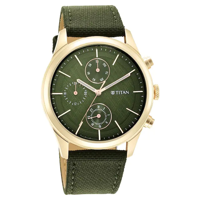 TITAN Neo Splash Green Dial Fabric Strap Watch - 1805WP01