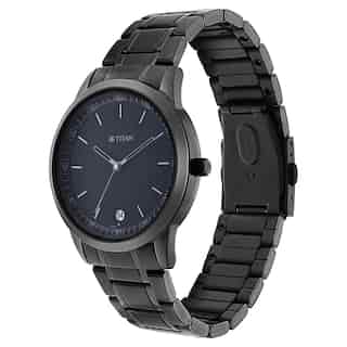 Titan Workwear Watch with Black Dial & Metal Strap 1806NM01
