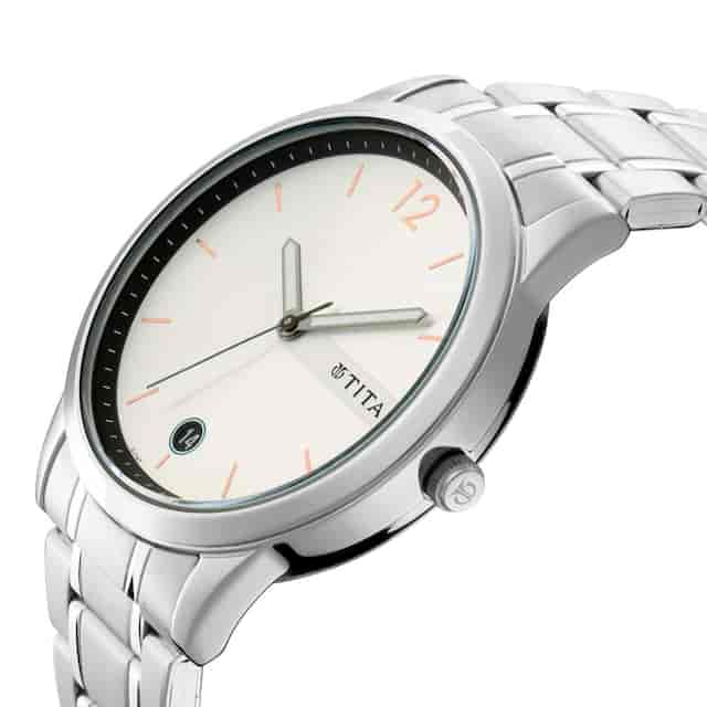 Titan Workwear Watch with White Dial & Stainless Steel Strap - 1806SM01 - KRISHNA WATCH COMPANY