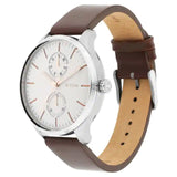 TITAN Evoke White Dial Brown Leather Strap Watch 1833SL02 / NQ1833SL02