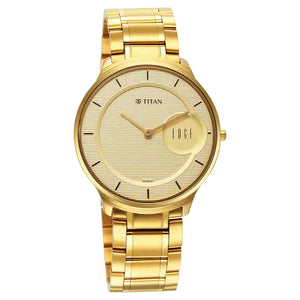 Titan Edge Metal Yellow Dial Stainless Steel Strap - 1843YM02 - KRISHNA WATCH COMPANY