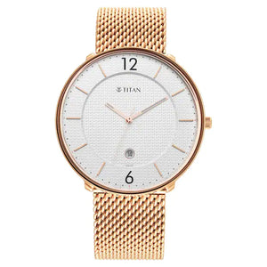 Titan Black & Gold Silver Dial Stainless Steel Strap Watch for Men - 1849WM01 - KRISHNA WATCH COMPANY