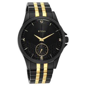 TITAN Punjab Collection Black Dial Two Toned Stainless Steel Strap Watch 1868KM01 - KRISHNA WATCH COMPANY