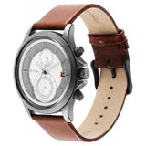 Titan Workwear Silver Dial Brown Leather Strap Watch NP1870QL01