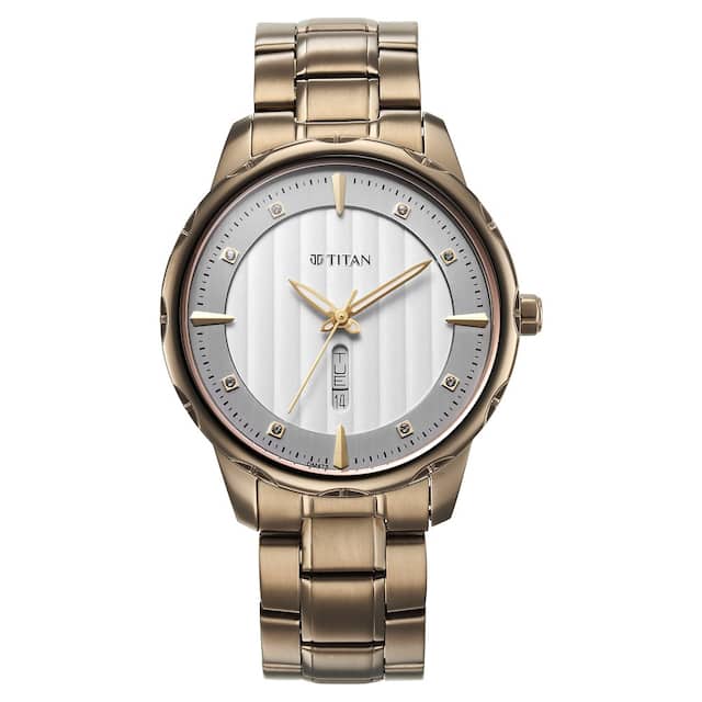 Titan Regalia Opulent White Dial Watch for Men - 1875QM01 - KRISHNA WATCH COMPANY