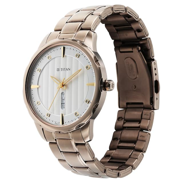 Titan Regalia Opulent White Dial Watch for Men - 1875QM01 - KRISHNA WATCH COMPANY