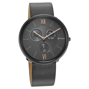 TITAN Slim Multifinction Grey Dial Leather Strap Watch 1877QL01 - KRISHNA WATCH COMPANY