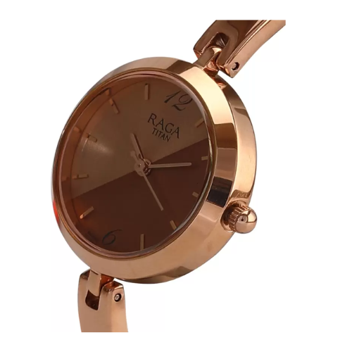 Titan Raga Viva Rose Gold Dial Metal Strap Watch NP2606WM07