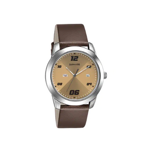 Sonata RPM Beige Dial Brown Leather Strap Watch NR7924SL13 - KRISHNA WATCH COMPANY
