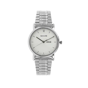 Sonata White Dial Silver Stainless Steel Strap Watch - 1013SM06 - KRISHNA WATCH COMPANY