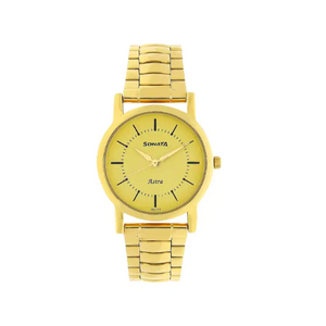 Champagne Dial Golden Stainless Steel Strap Watch NR77049YM01 - KRISHNA WATCH COMPANY