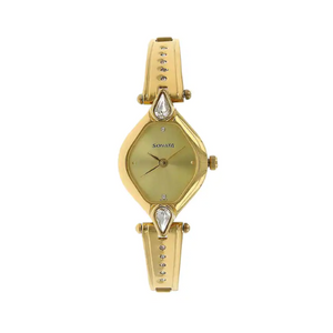 Champagne Dial Golden Stainless Steel Strap Watch - 8063YM02 - KRISHNA WATCH COMPANY