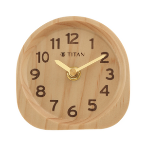 Titan Classic Light Brown Wooden Table Clock T0003WA01 - KRISHNA WATCH COMPANY