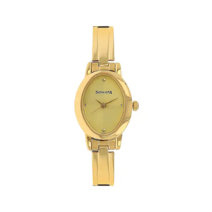Sonata Champagne Dial Golden Stainless Steel Strap Watch NR8100YM02 - KRISHNA WATCH COMPANY