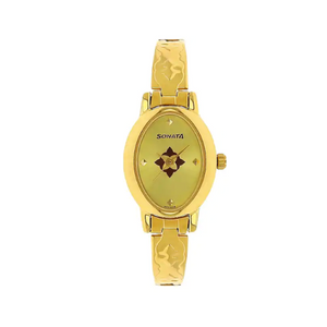 Sonata Champagne Dial Golden Stainless Steel Strap Watch NR8100YM04 - KRISHNA WATCH COMPANY
