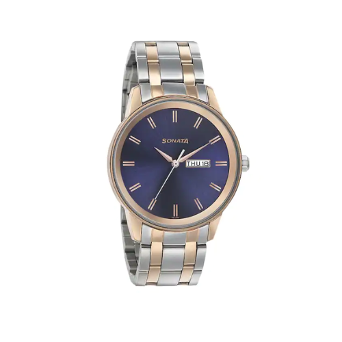 Wedding Edition - Blue Dial Bimetal Strap Watch - NT7133KM02