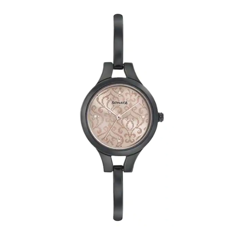 Sonata Onyx Pink Dial Stainless Steel Watch 8151NM05