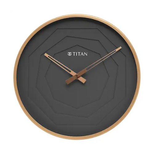 Titan Rose Gold Metallic Clock with Multi-layered Grey Dial 30 x 30 cm (Medium Size) W0078MA01