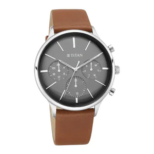 Titan Light Leathers Watch with Blue Dial & Brown Leather Strap NQ90134SL01 - KRISHNA WATCH COMPANY