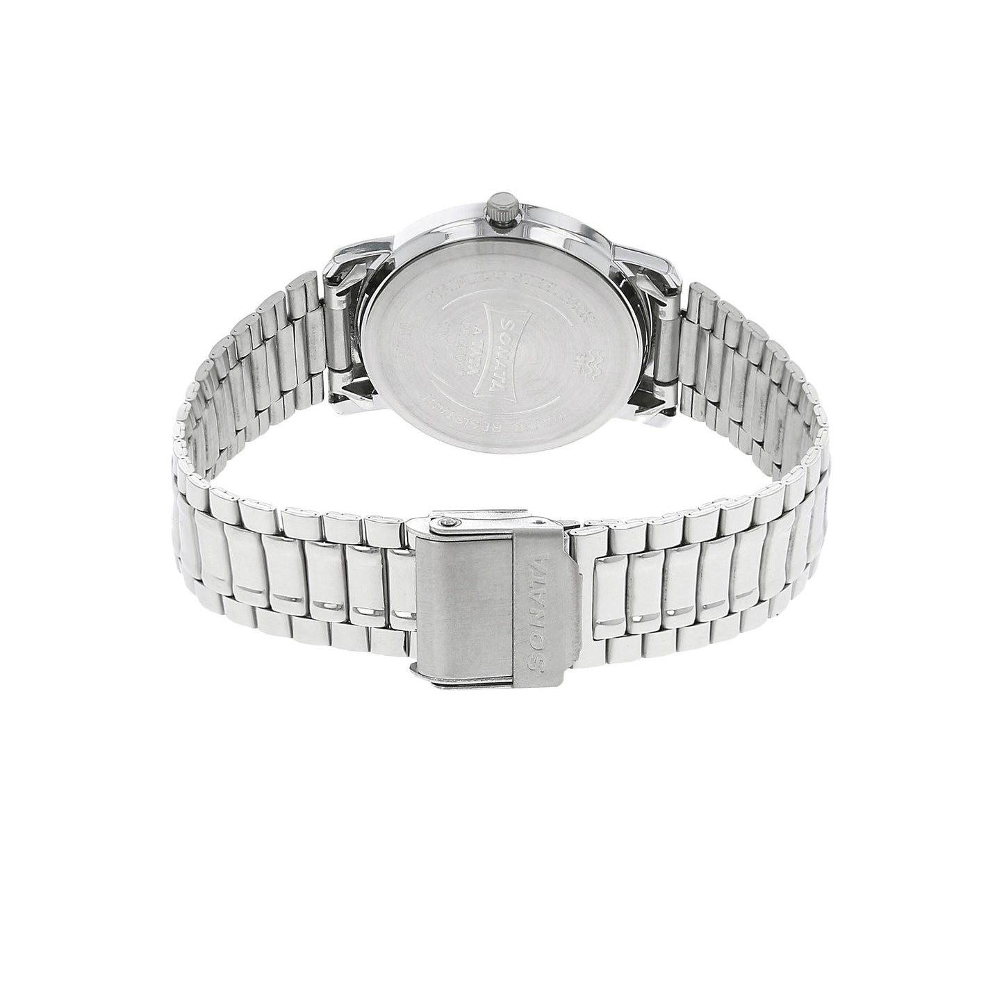 Sonata White Dial Silver Stainless Steel Strap Watch NR1013SM01