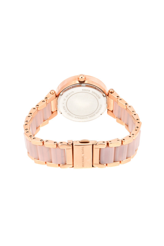 Michael Kors Mini Parker Rose Gold Dial Stainless Steel Analogue Watch MK6110
