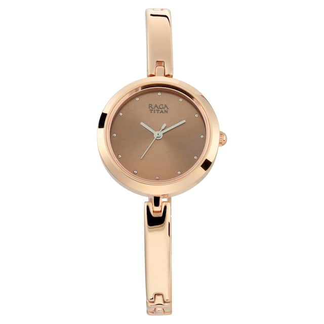 TITAN Raga Viva Rose Gold Dial Metal Strap Watch 2606WM05