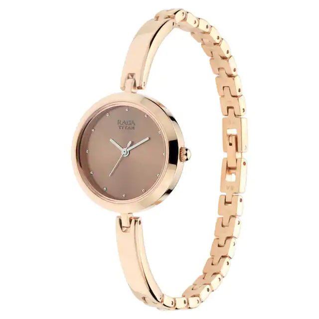 TITAN Raga Viva Rose Gold Dial Metal Strap Watch 2606WM05