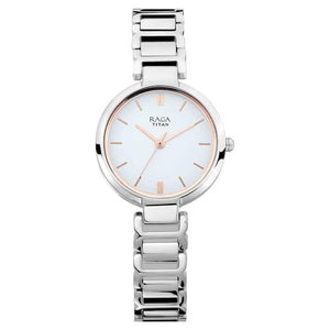 TITAN Raga Viva White Dial Metal Strap Watch 2608SM01 - KRISHNA WATCH COMPANY